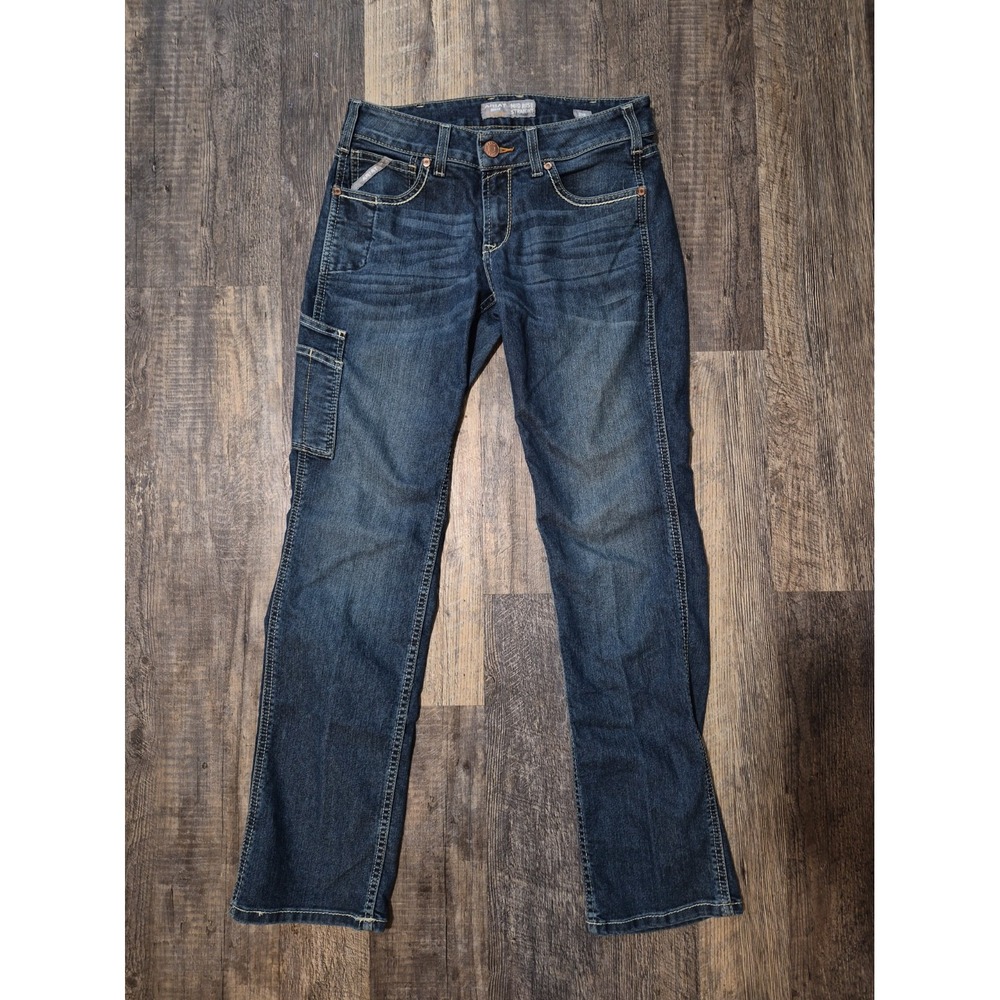 Ariat Rebar Mid Rise Straight Jeans Women Size 29R Blue Denim Western Casual